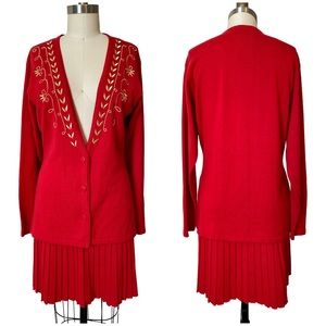 Vintage 80’s/90’s Knit Cardigan & Pleated Skirt Set